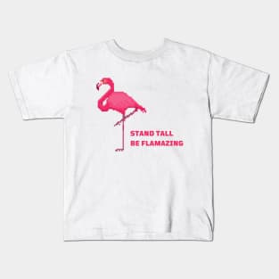 Pixel Flamingo: Stand Tall Kids T-Shirt